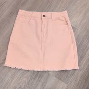 Sadie & Sage Light Pink Frayed Mini Skirt